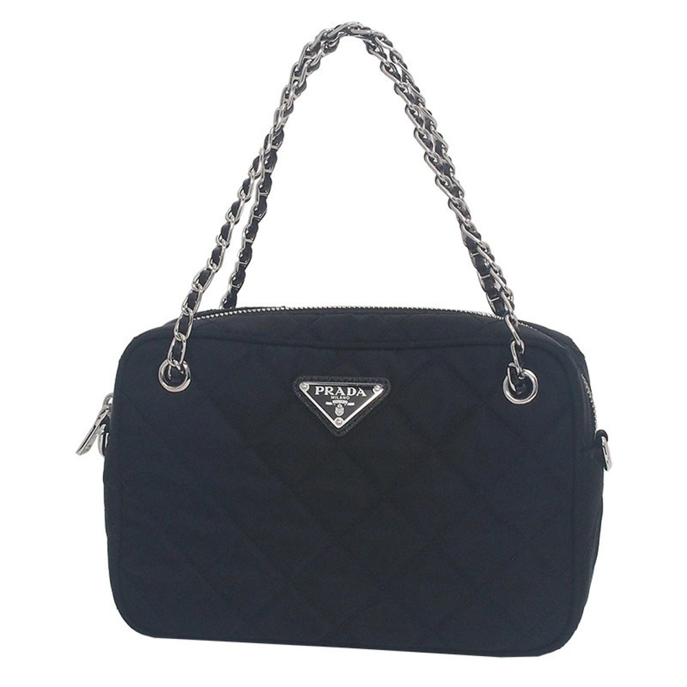 Prada Tessuto Impunto Quilted Chain 2Way Shoulder Bag Blue